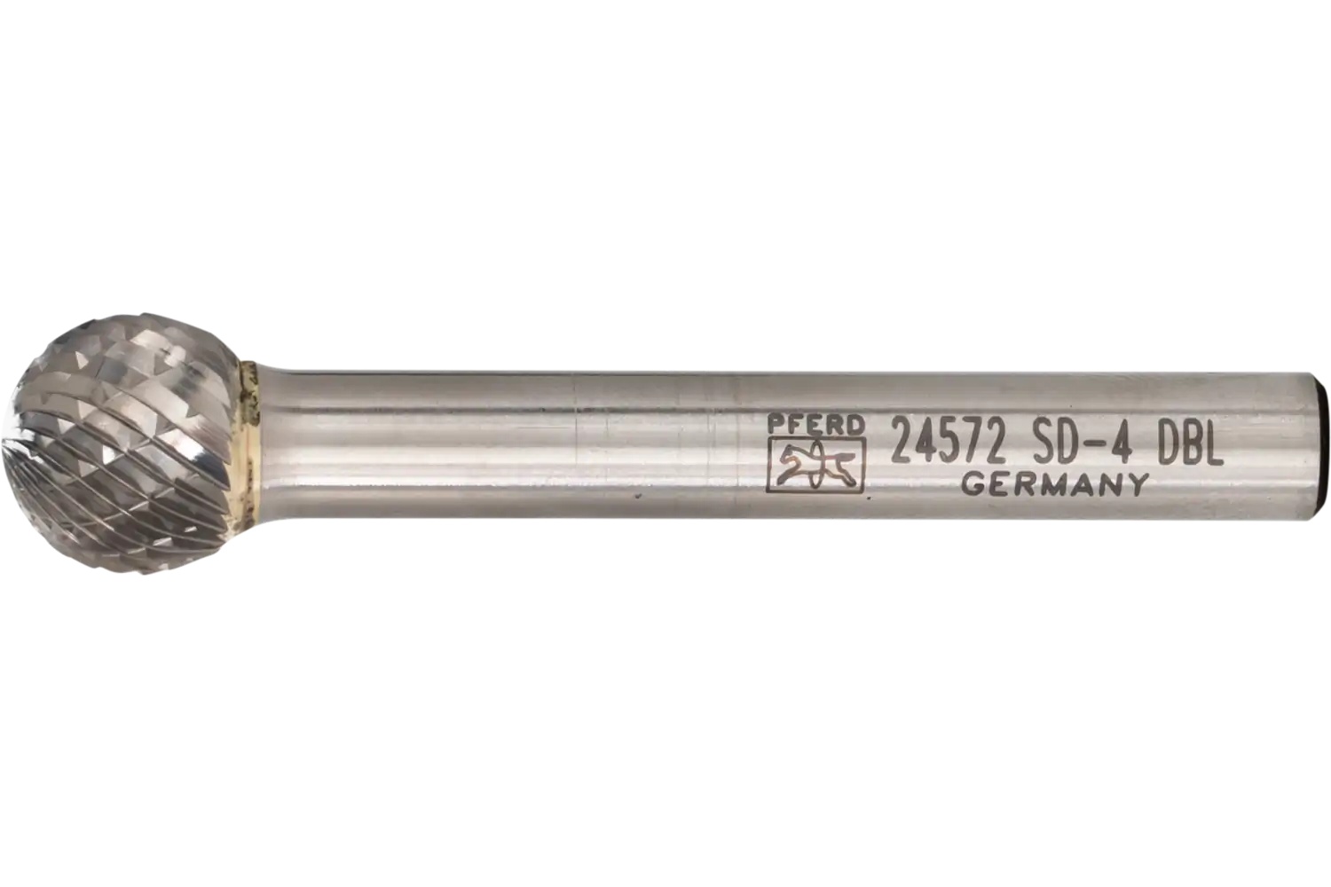 Picture of Pferd Carbide Bur SD-4 Ball Shape Double Cut 7/16" x 3/8" x 1/4" Shank